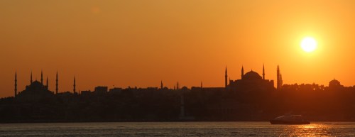 Sunset over the old city from the Kadiköy ferry