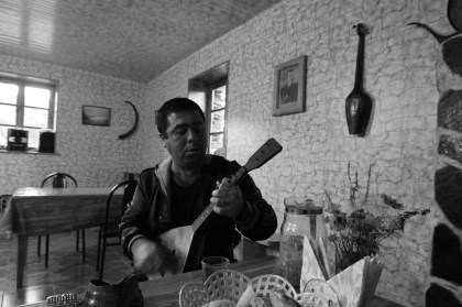 Our host Paata plays a traditional Tushetian song before dinner