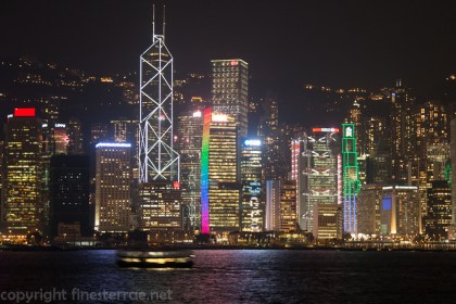 The Hong Kong skyline from the Avenue of the Stars on Kowloon peninsula